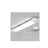 Under-cabinet LED light bar with mounting hardware on a white background