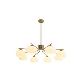 Modern chandelier with glass shades on a white background