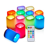 Flameless LED Votive Candles, RGB & White Color-Changing Battery Operated Tea Lights with Remote Timer, 270-Hour Long Lasting Flickering Candles for Christmas & Halloween Décor (12 Pack)
