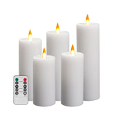 Flameless LED Candle Set of 5, Real Wax Battery Operated Candles with Analog Flickering Flame, Remote Control & Timer for Home and Event Décor