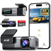 Navycrest 4K Front & Rear Dash Cam with 64GB Card and 5G WiFi