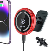 OHLPRO Red Magsafe Car Mount Charger for iPhone 16/15/14/13 Series, 15W Fast Charging