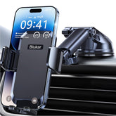 Blukar Black Car Phone Holder 360° Adjustable Mount with Strong Suction & One-Touch Release