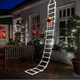Christmas Ladder Lights with Santa Claus, 338 LED, 8 Modes, Timer & Memory Function (White)