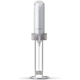 Rechargeable Milk Frother Handheld with USB-C Charging Stand Silver