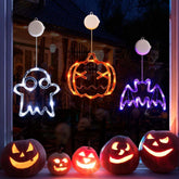 Halloween Window Lights 3 Pack Pumpkin Ghost Bat LED Decorations