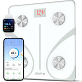 Bluetooth Smart Scale – Digital Bathroom Weighing Scale with Fitness & Wellness Tracking via App – White
