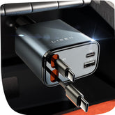 LISEN 69W Retractable Car Charger USB-C Fast Charging Adapter – Black