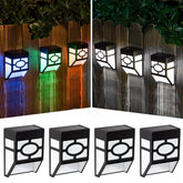 Solar Fence Lights RGB 7-Color LED Wall Lamps Outdoor Garden Deck Step