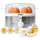Electric Egg Boiler EB35 350W 7-Egg Steamer with Omelette & Poaching Trays – White & Stainless Steel