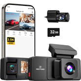 REDTIGER A3 3-Channel 2.5K Dash Cam with WiFi and Night Vision