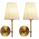 Brass Wall Lights Set of 2, Modern Wall Lamps for Bedroom Industrial Indoor Wall Lighting Fixtures for Living Room, Wall Mounted Light for Hallway