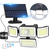 LED Solar PIR Motion Sensor Wall Light Black Outdoor Garden Lamp