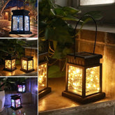 LED Solar Lantern Light Black Waterproof Hanging Outdoor Garden Decor