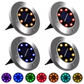 Silver LED Solar Ground Lights Outdoor Garden Path Deck Lamp