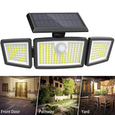 3 Head LED Solar Motion Sensor Wall Light Outdoor Waterproof – Black