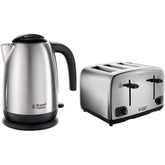 Adventure 4 Slice Stainless Steel Toaster & Brushed Kettle Bundle – Polished Finish, Fast Boil, Variable Browning Control – UK
