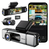 BOTSLAB 3K 4-Channel Dash Cam for Cars, 3K/4K Front + 1080P Side & Rear Cameras, 560° Coverage, Built-in 5.8GHz WiFi & GPS, Voice Control, 128GB SD Card Included