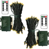 2 Pack Warm White Battery Fairy Lights 5M Green Wire with Remote & Timer