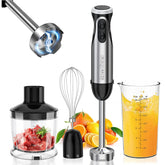 Stainless Steel Hand Blender 1000W – 4-in-1 Stick Blender with 20 Speeds, Whisk, 500ml Chopper & 700ml Measuring Cup (HB3203)