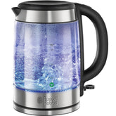Russell Hobbs Illuminating 1.7L Cordless Glass Kettle Fast Boil 3000W Black Steel