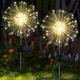 Solar Firework Garden Lights Starburst Stake Warm White Outdoor Decor