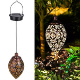 Vintage Metal Hanging Solar Lantern Outdoor Garden Light – Copper/Black