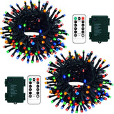 2 Pack Multicolor LED Christmas String Lights with Remote & Timer