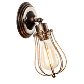 LULING Industrial Wall Sconce Vintage Lighting Adjustable Lamp Rustic Wire Metal Cage Oil Rubbed Wall Light Shade Edison Style Antique Fixture Porch Mirror