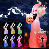 12FT Halloween Inflatable Ghost with RGB Lights & Scary Sound Outdoor