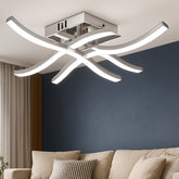 LED Ceiling Light 36W Modern Curved Chandelier with 4 LED Boards 6500K Cold White Light, Semi-Flush Mount for Bedroom, Living Room, Kitchen