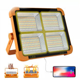 3000W Rechargeable LED Solar Work Light 10000LM Yellow Portable Floodlight