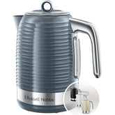 Inspire 1.7L Cordless Electric Kettle – Fast Boil 3KW, Grey Textured High Gloss Finish, Perfect Pour Spout & Washable Filter
