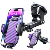 VANMASS Car Phone Holder Purple – Upgraded Suction & Clip, Rotatable Mount