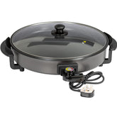 40cm Multi-Function Electric Cooker Pan with Lid – Non-Stick Aluminium Electric Frying Pan with Thermostat Control
