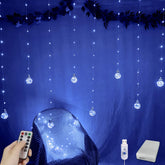 Wishing Ball Curtain Lights 200 LED Blue Fairy String with Remote & USB Power