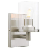 Modern Glass Cylinder Wall Sconce Brushed Finish