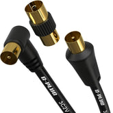 10m TV Aerial Cable with Right Angled Plug + Adapter – Coaxial RF Lead Male to Male – Gold-Plated Connector – Freeview, Freesat, Sky Box, BT, TV Antenna Extension (Copy)