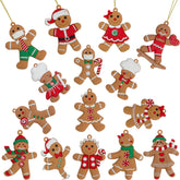 Gingerbread Ornaments Pack of 15 – Assorted Gingerbread Man Decorations with Strings