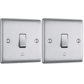 BG Electrical Single Retractive Bell Push Switch, Raised and Slim Profile, Round Edges, 1 Way, Nexus Metal, 10A, NBS14 (Pack of 2)