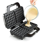 Square Waffle Maker 1000W – Electric Non-Stick Iron Machine with Deep Cooking Plates & Recipes Included