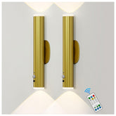 Gold Motion Sensor Rechargeable Wall Lights Set of 2