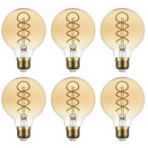 G80 E27 Vintage LED Globe Bulbs 6W 2200K Amber 6 Pack