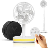 VENTY Portable Fan - Wireless Battery Operated, 48HR Run Time 16000MAH Battery, Oscillating Rechargeable Fans, Remote Control & LED Lighting, Folding Telescopic Camping Fan (White with Case)