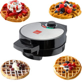 Full Size American Waffle Maker 700W – Electric Non-Stick Iron with Deep Plates & Adjustable Temperature – Black