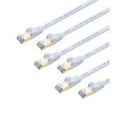 JAVEX CAT7 CAT6A RJ45 S/STP Ethernet Patch Cable White 0.9M 3FT 6-Pack 10Gbps High Speed Shielded LAN Network Cable for Router Gaming UL Listed OFC
