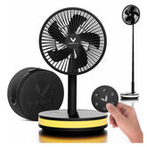 Portable Wireless Rechargeable Fan with LED & Remote Control - Black