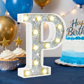 LED Marquee Letter Light Silver P - Battery Powered Night Light