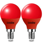 E14 LED Red G45 Bulb 4W, Non-Dimmable, Pack of 2