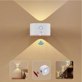 Motion Sensor Light with Rechargeable Battery Touch Control 3 Brightness Levels Wall Sconces 360° Free Rotation Mordern Dimmable for Living Room Bedrooms White